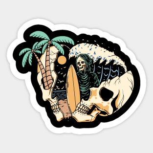 Surf Head Split Skull Sticker